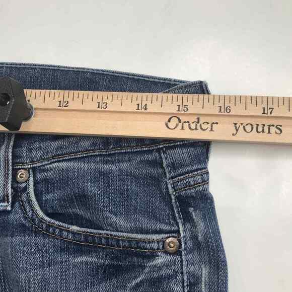 7 For All Mankind Crop Dojo Jean Womens 28 Blue Denim Straight Leg Stretch - Picture 10 of 12